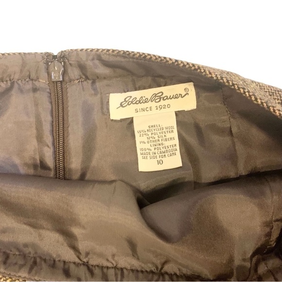 Eddie Bauer Brown Tweed Wool Silk Blend Lined Mini Skirt Size 10 - Picture 4 of 7